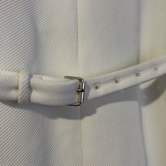 Diane Von Furstenberg - White Textured Zip-Up Dress W/ Belt - Picture 4 of 9